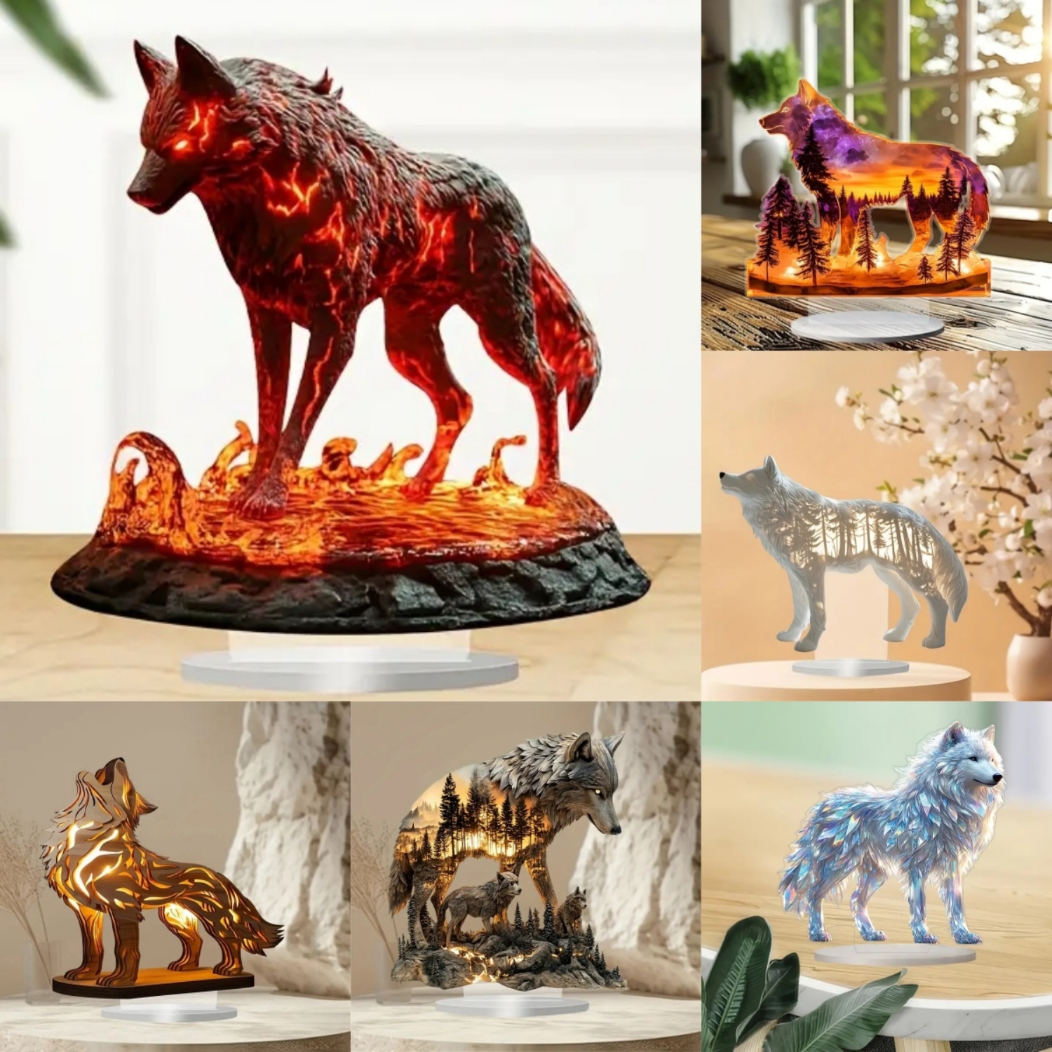 Flame Wolf Statue,2D Flat Acry – Display Case Acrylic recenzja i cena