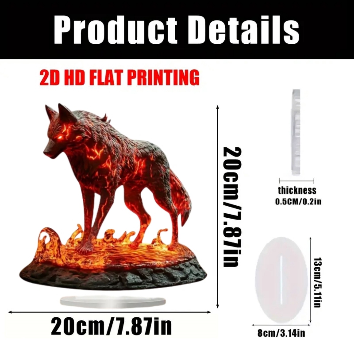 Flame Wolf Statue,2D Flat Acry – Display Case Acrylic recenzja i cena