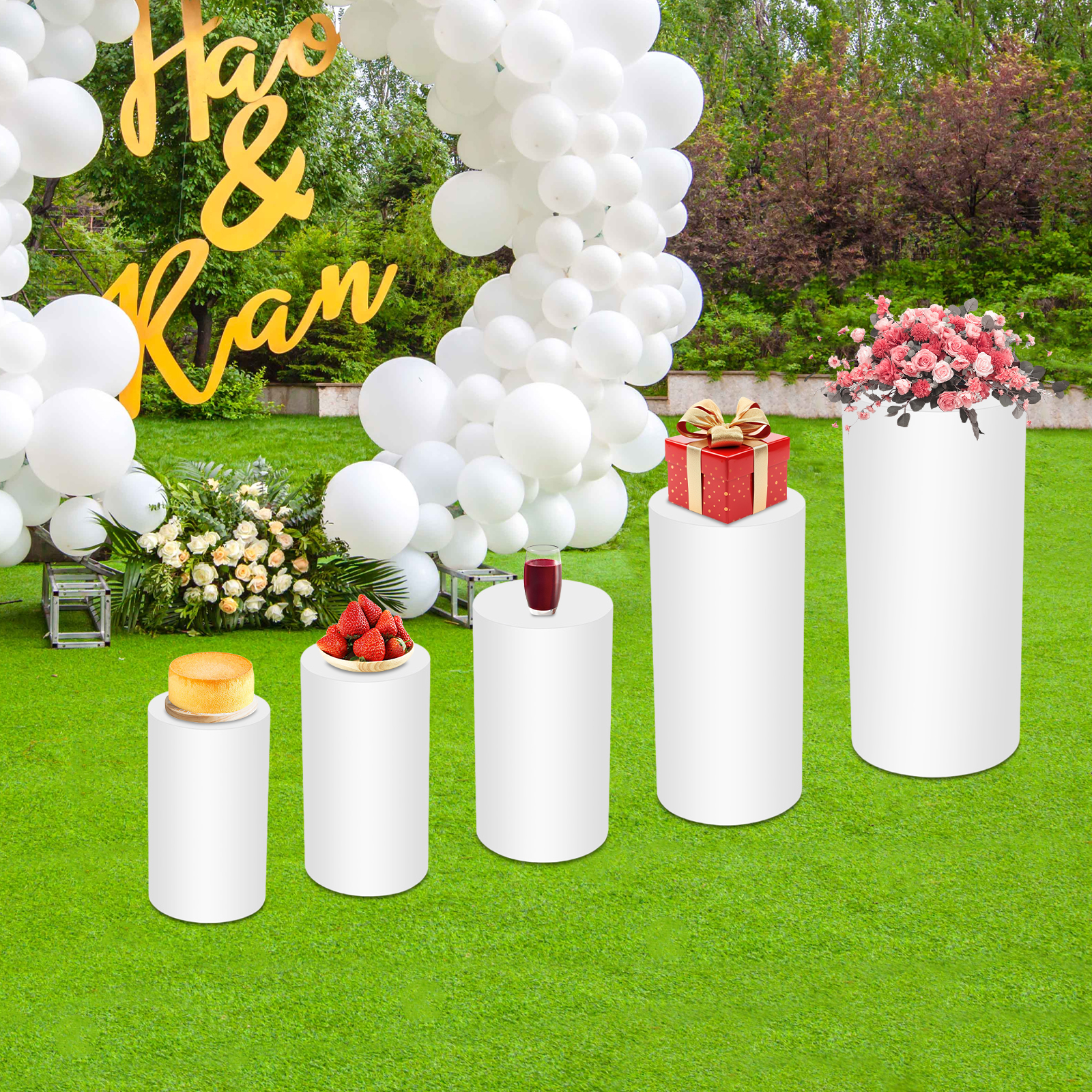5Pcs White Cylinder Pedestal S – Display Risers Set recenzja i cena