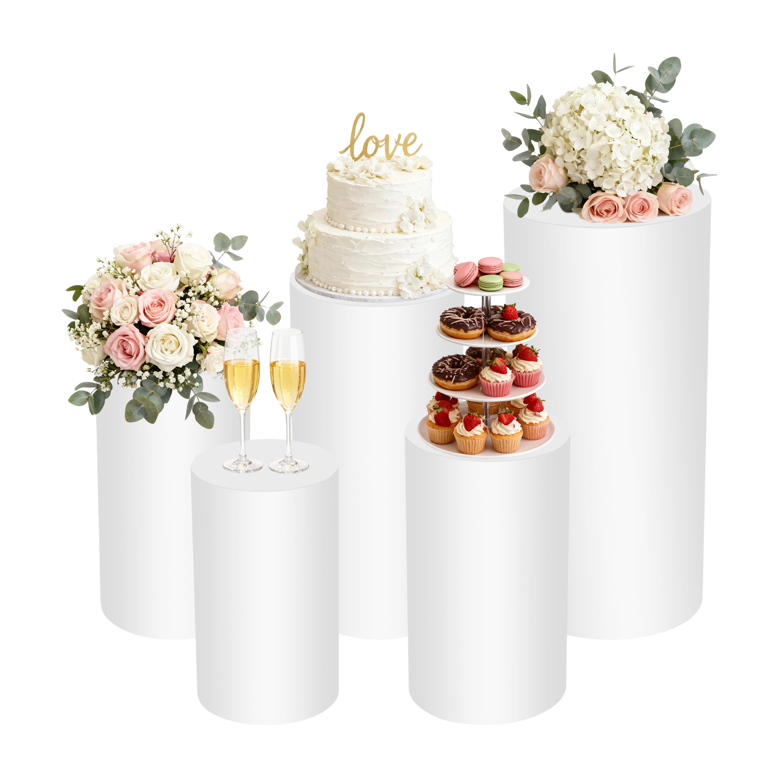 5Pcs White Cylinder Pedestal S – Display Risers Set recenzja i cena