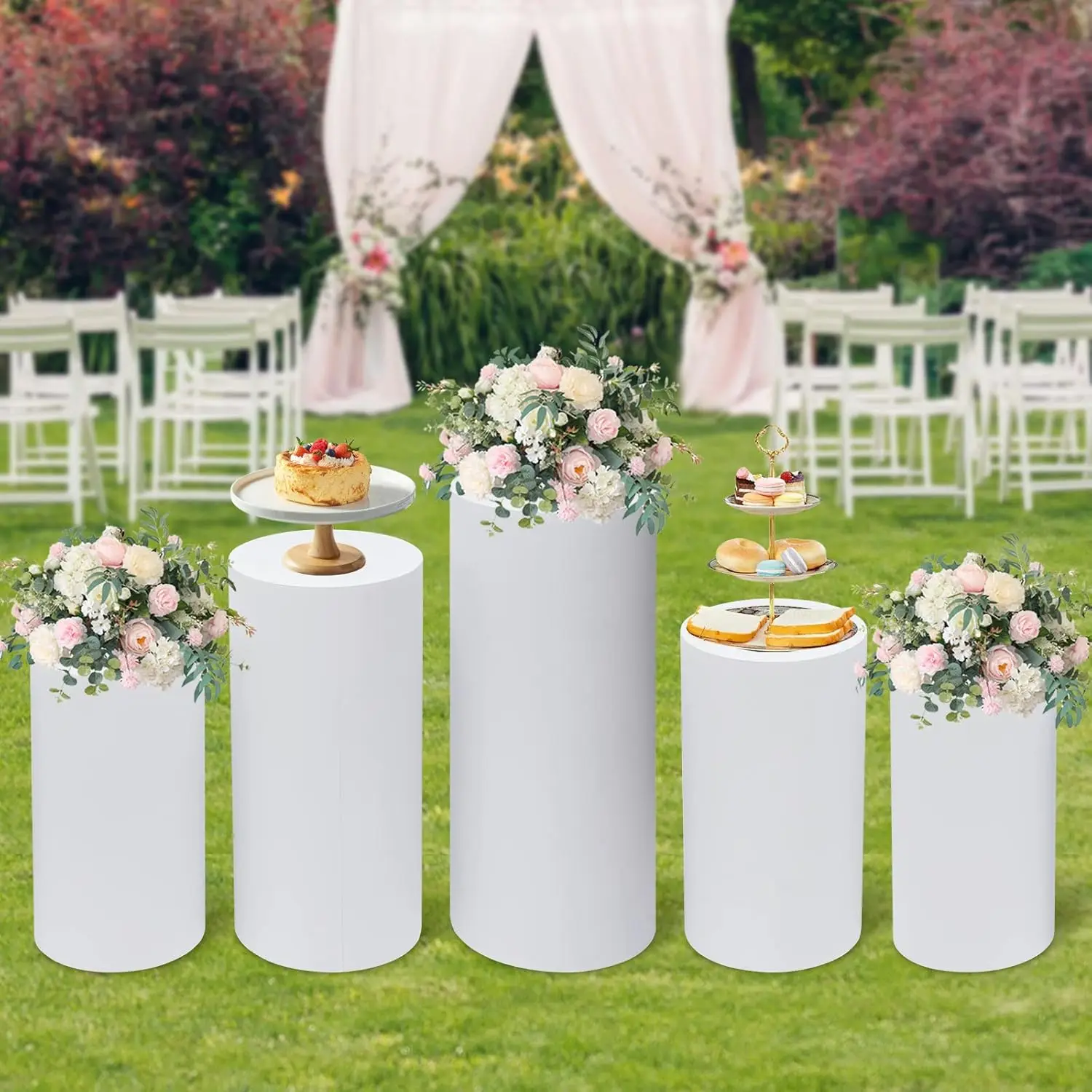 5Pcs White Cylinder Pedestal S – Display Risers Set recenzja i cena